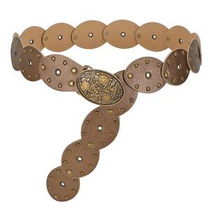 Hollow Disc Belt Western Leather Belt Boho Concho Belt Vintage Waist Belt For🤚